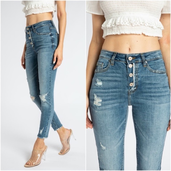 Kan Can Distressed Skinny Denim Jeans - Picture 3 of 3